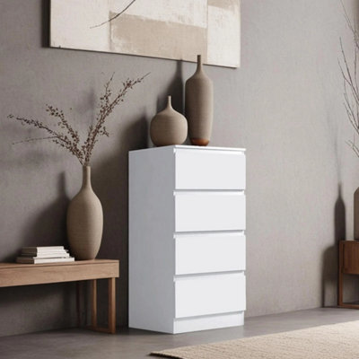 Matt White 4 Drawer Chest Scandinavian Modern Bedroom Furniture - image 1