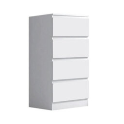 Matt White 4 Drawer Chest Scandinavian Modern Bedroom Furniture - thumbnail 2
