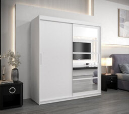 Arte Modern White Roma I Sliding Door Wardrobe W1800mm H2000mm D620mm Mirrored Vertical Handles Sleek Storage Solution - thumbnail 2