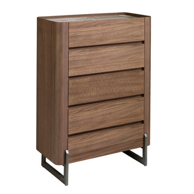 Angel Cerda Elegant Walnut And Dark Steel Chiffonier With Marble Top - image 1