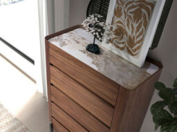 Angel Cerda Elegant Walnut And Dark Steel Chiffonier With Marble Top - thumbnail 5