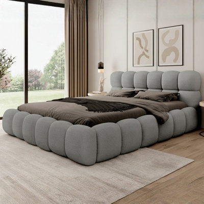 Modern Bed With Storage Wooden Frame Boston 160 X 200 Cm Grey - image 1