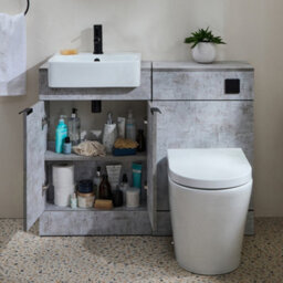 Homestylestore 1050mm Concrete Grey Bathroom Combination Vanity Toilet Unit With Black Pull Handle - thumbnail 1