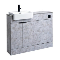 Homestylestore 1050mm Concrete Grey Bathroom Combination Vanity Toilet Unit With Black Pull Handle - thumbnail 2