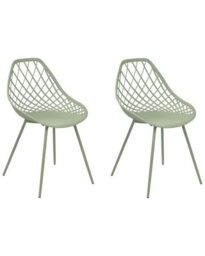 Wyld And Coco Green Net-Back Dining Chairs Set Of 2 With Powder-Coated Metal Legs, W46 X D52 X H86Cm - thumbnail 3