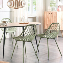 Wyld And Coco Green Net-Back Dining Chairs Set Of 2 With Powder-Coated Metal Legs, W46 X D52 X H86Cm - thumbnail 2