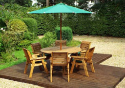 Charles Taylor Trading Six Seater Circular Table Set With Cushions - W280 X D280 X H98 - Fully Assembled - Green - thumbnail 2