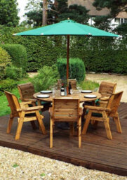 Charles Taylor Trading Six Seater Circular Table Set With Cushions - W280 X D280 X H98 - Fully Assembled - Green - thumbnail 1