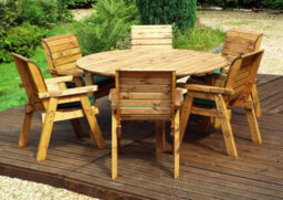 Charles Taylor Trading Six Seater Circular Table Set With Cushions - W280 X D280 X H98 - Fully Assembled - Green - thumbnail 5
