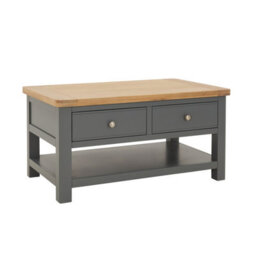 The Furniture Market Marbury Slate Grey Painted 2 Drawer Coffee Table With Shelf - thumbnail 5
