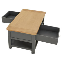 The Furniture Market Marbury Slate Grey Painted 2 Drawer Coffee Table With Shelf - thumbnail 6