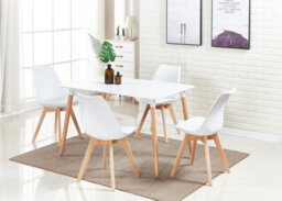 Life Interiors 5Pcs Dining Set - A White Halo Dining Table & Set Of 4 White Lorenzo Tulip Chairs With Padded Seat - thumbnail 2