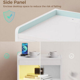 White Led Bedside Table With Hidden Drawer Bedside Cabinet - thumbnail 4