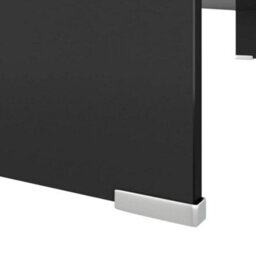 Berkfield Tv Stand/monitor Riser Glass Black 100X30X13 Cm - thumbnail 5