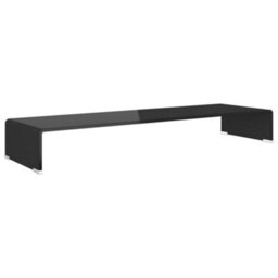Berkfield Tv Stand/monitor Riser Glass Black 100X30X13 Cm - thumbnail 2