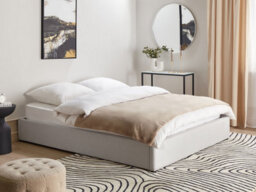 Beliani Ottoman Bed Without Headboard Fabric Dinan 160 X 200 Cm (Eu King Size) Light Grey - thumbnail 2