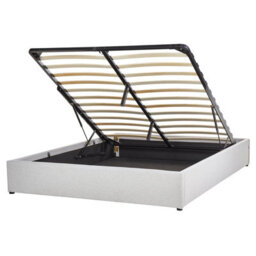 Beliani Ottoman Bed Without Headboard Dinan Fabric Light Grey 160 X 200 Cm (Eu King Size)