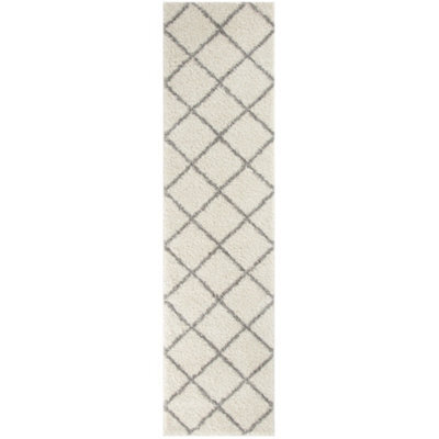 The Rugs Moroccan Shaggy Rugs And Runners Soft Fluffy Diamond Design High Pile Ivory And Grey Living Room Kitchen Hallway 500 - image 1