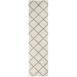 The Rugs Moroccan Shaggy Rugs And Runners Soft Fluffy Diamond Design High Pile Ivory And Grey Living Room Kitchen Hallway 500 - thumbnail 1