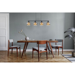 Luminosa Lighting Luminosa Corry Bar Pendant Ceiling Light Matt Black Smoke Glass Shade 4X E27 - thumbnail 6