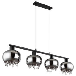 Luminosa Lighting Luminosa Corry Bar Pendant Ceiling Light Matt Black Smoke Glass Shade 4X E27 - thumbnail 2
