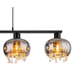 Luminosa Lighting Luminosa Corry Bar Pendant Ceiling Light Matt Black Smoke Glass Shade 4X E27 - thumbnail 4
