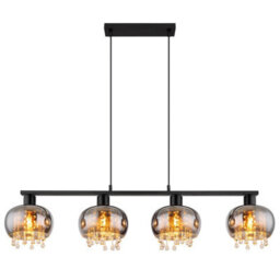Luminosa Lighting Luminosa Corry Bar Pendant Ceiling Light Matt Black Smoke Glass Shade 4X E27 - thumbnail 3