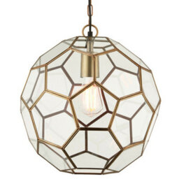 Hanging Ceiling Pendant Light Antique Brass & Glass Modern Ball Lamp Bulb Holder - thumbnail 1