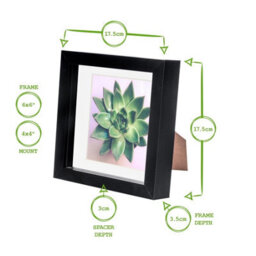 "Nicola Spring 3D Box Photo Frame - 6 X 6"" With 4 X 4"" Mount - Black/ivory" - thumbnail 4
