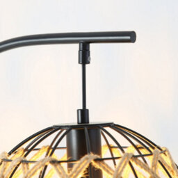 Darphe 60W Handmade Hemp Rope Floor Lamp With Spherical Shade And Black Metal Stand - thumbnail 5