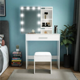 Mondeer Dressing Table Stool Makeup Bench Soft Padded Cushion Piano Seat White - thumbnail 3