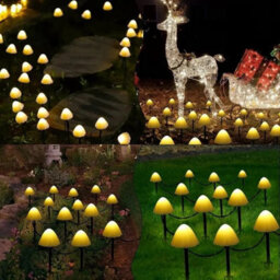 Warm White Solar Powered Mushroom Fairy String Lights Waterproof Outdoor Garden Ornaments - thumbnail 4