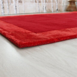 Red Bordered Modern Wool Handmade Rug For Dining Room Bedroom & Living Room-80Cm X 150Cm - thumbnail 3