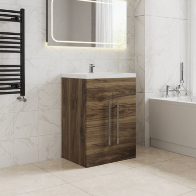 Sundaze Bathroom Furniture Storage Cabinet Freestanding Vanity Unit & Basin 600mm Walnut - image 1