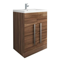 Sundaze Bathroom Furniture Storage Cabinet Freestanding Vanity Unit & Basin 600mm Walnut - thumbnail 2