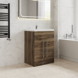 Sundaze Bathroom Furniture Storage Cabinet Freestanding Vanity Unit & Basin 600mm Walnut - thumbnail 1