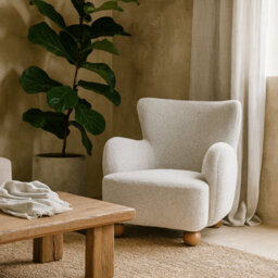 Wyld Haus Stamford Greige Large Accent Armchair Wooden Feet - thumbnail 1