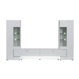 Furniture in Fashion Santiago Tv Stand With Storage For Living Room And Bedroom, 2698 Wide, Led Lighting, Media Storage, White High Gloss Finish - thumbnail 2