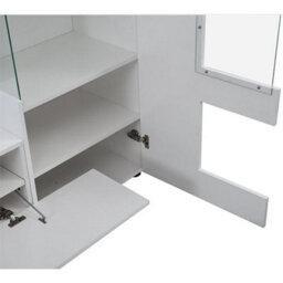 Furniture in Fashion Santiago Tv Stand With Storage For Living Room And Bedroom, 2698 Wide, Led Lighting, Media Storage, White High Gloss Finish - thumbnail 7