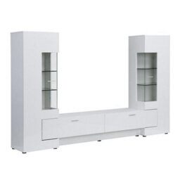 Furniture in Fashion Santiago Tv Stand With Storage For Living Room And Bedroom, 2698 Wide, Led Lighting, Media Storage, White High Gloss Finish - thumbnail 3
