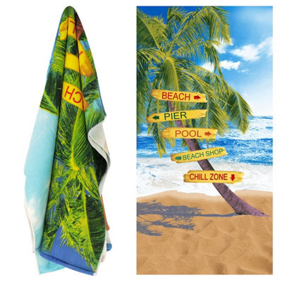 Geezy Microfibre Beach Towel Large Beach Bath Signs Lightweight Sports Travel Towel - image 1