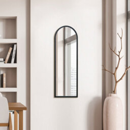 "Mirroroutlet Arcus - Black Metal Framed Arched Wall Mirror 47"" X 16"" (120Cm X 40Cm)"