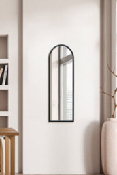 "Mirroroutlet Arcus - Black Metal Framed Arched Wall Mirror 47"" X 16"" (120Cm X 40Cm)" - thumbnail 2