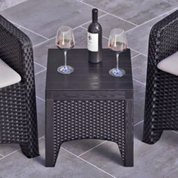 Urbn-Garden Urbngarden 42Cm Height Black Rattan Square Coffee Table Wood Look - thumbnail 1