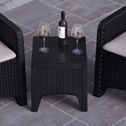 Urbn-Garden Urbngarden 42Cm Height Black Rattan Square Coffee Table Wood Look - thumbnail 3
