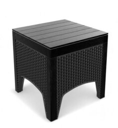 Urbn-Garden Urbngarden 42Cm Height Black Rattan Square Coffee Table Wood Look - thumbnail 5
