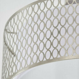 Low Ceiling Geometric Light Satin Nickel Glass & Fabric Round Modern Lamp Shade - thumbnail 5