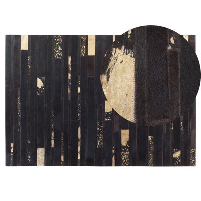 Beliani Rug Artvin Brown 140 X 200 Cm Leather - image 1