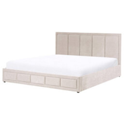 Beliani Ottoman Bed Chenille Quiberon 180 X 200 Cm (Eu Super King) Taupe - thumbnail 4