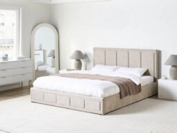 Beliani Ottoman Bed Chenille Quiberon 180 X 200 Cm (Eu Super King) Taupe - thumbnail 2